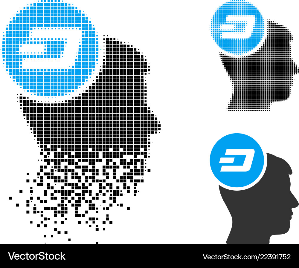 Destructed dot halftone dash idee kopf icon Destructed dot halftone dash idee kopf icon vektorbild
