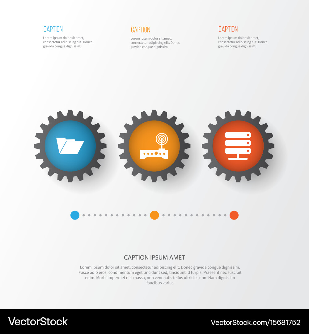 Digital icons set collection of router dossier vector image