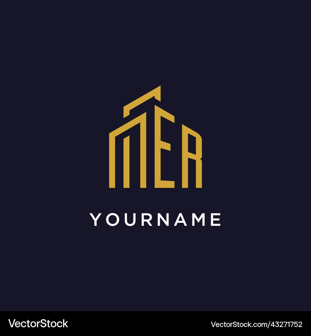 Er initial monogram with building logo design Vector Image
