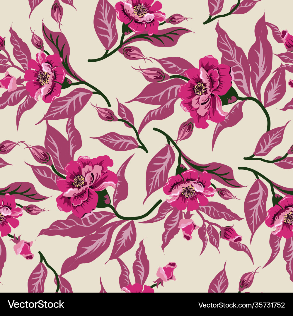 Floral watercolor pattern with peonies flowers Floral watercolor pattern with peonies flowers vector image