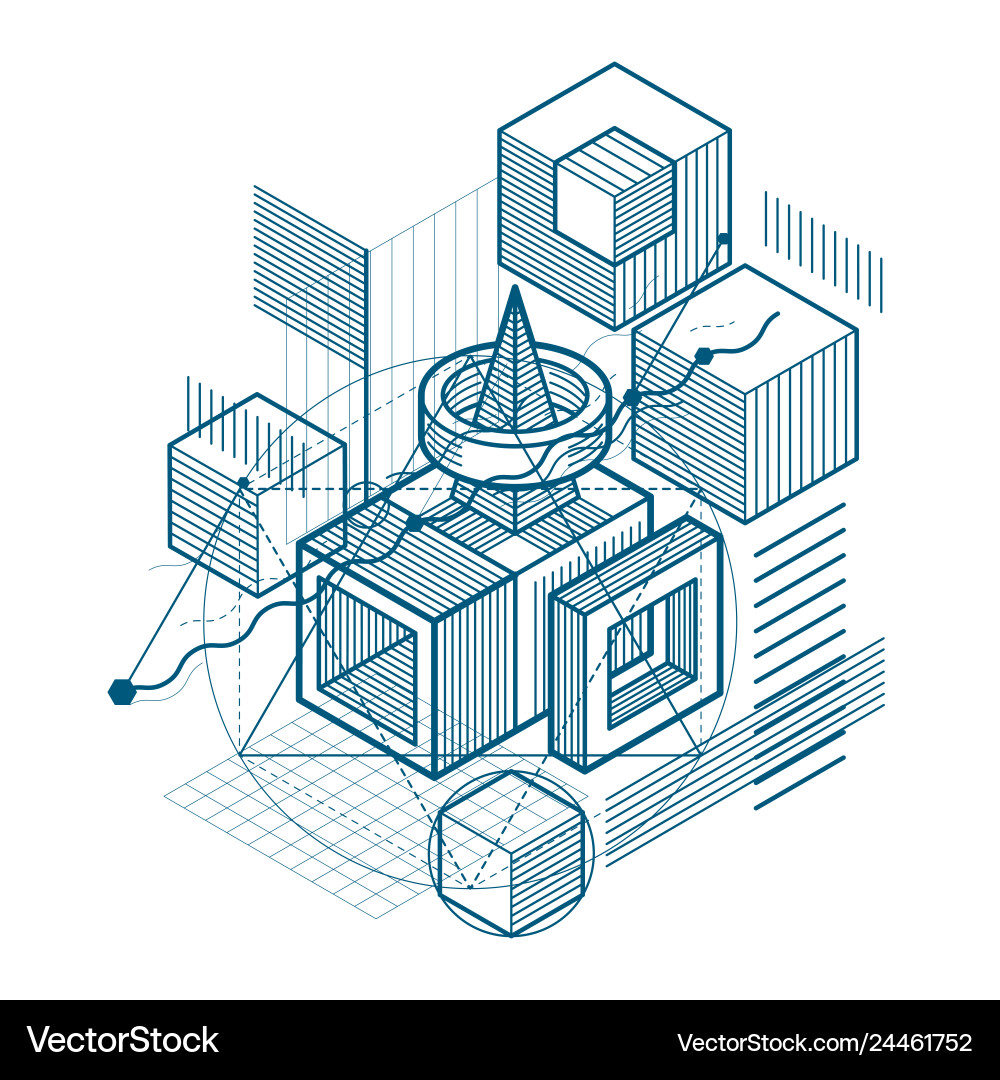 Isometric linear abstract background lined Isometric linear abstract background lined vector image