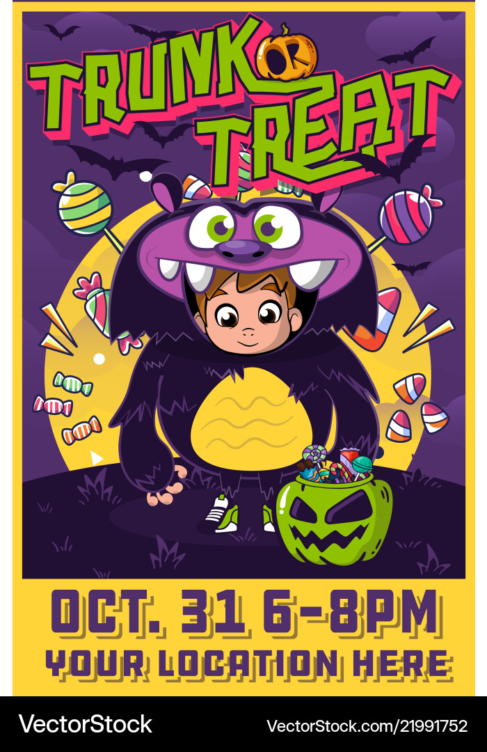 Kinder Trunk oder Treat Halloween Poster vektorbild