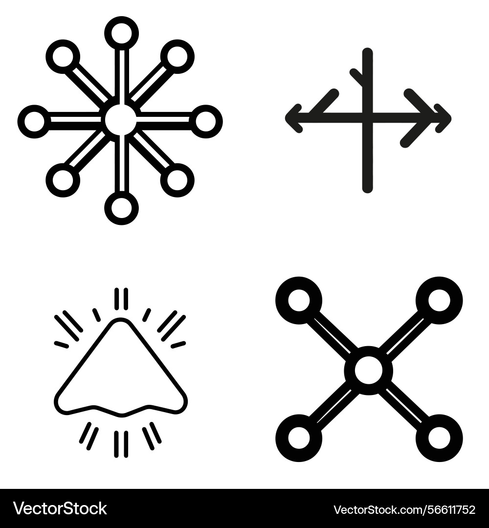 Line art icons set abstract shape elements Vector Image