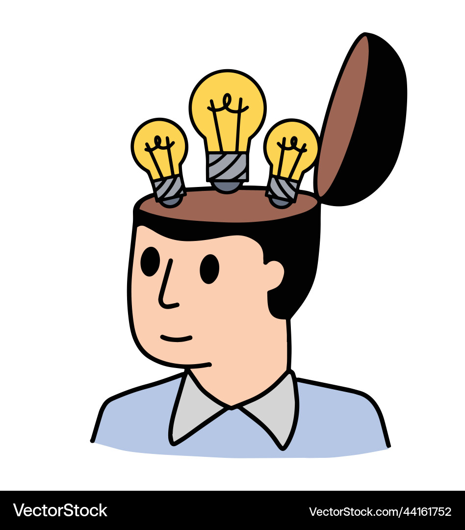 Man with open mind concept of idea Man with open mind concept of idea vector image