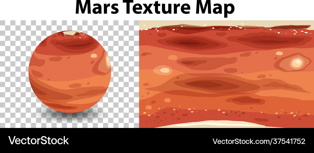 Mars planet on transparent with texture map Mars planet on transparent with texture map vector image