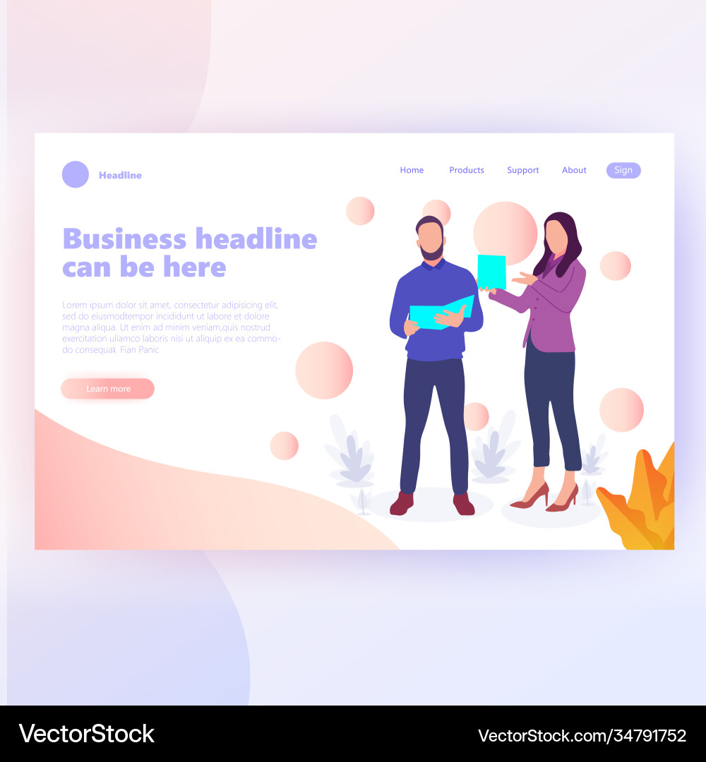 People work in a team and interact with graphs Vector Image