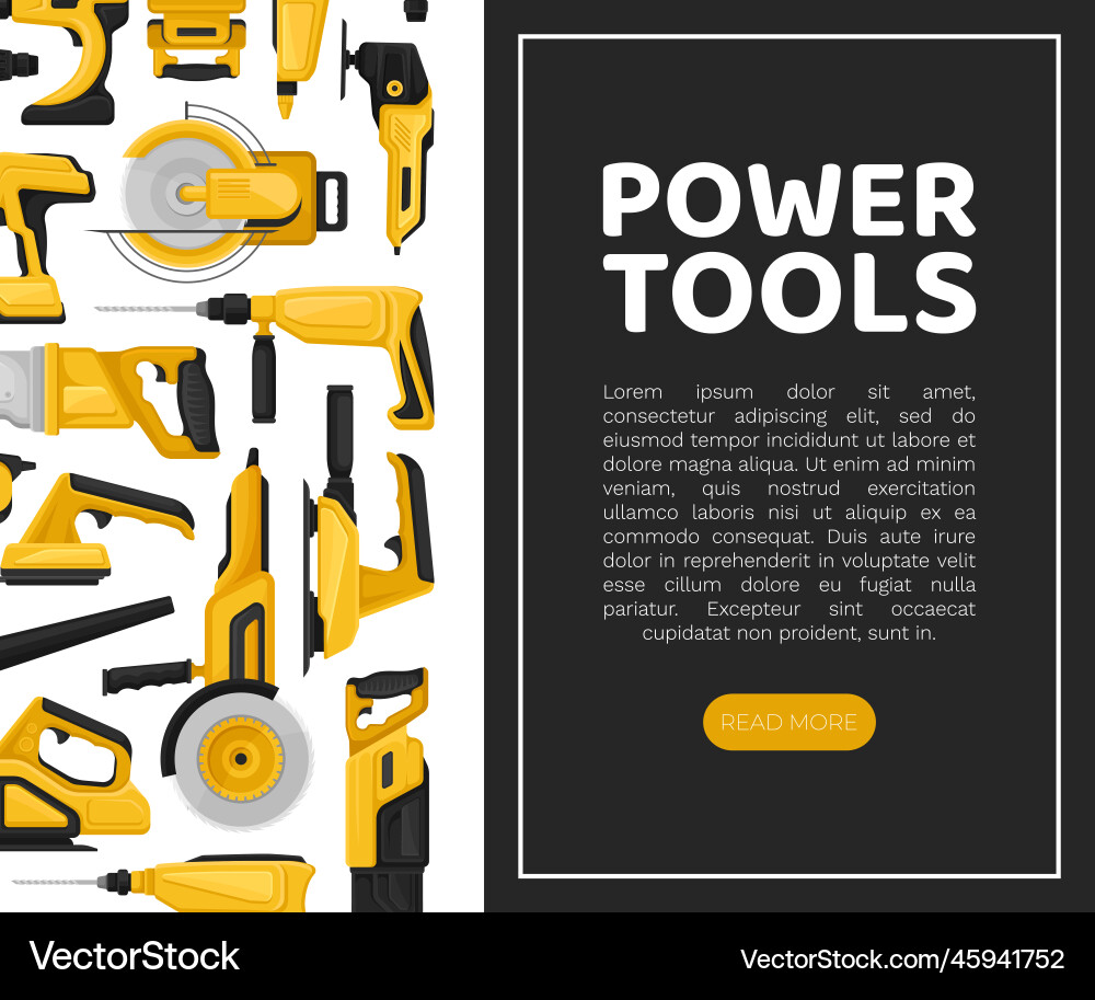 Power tools banner design with building instrument Power tools banner design with building instrument vector image