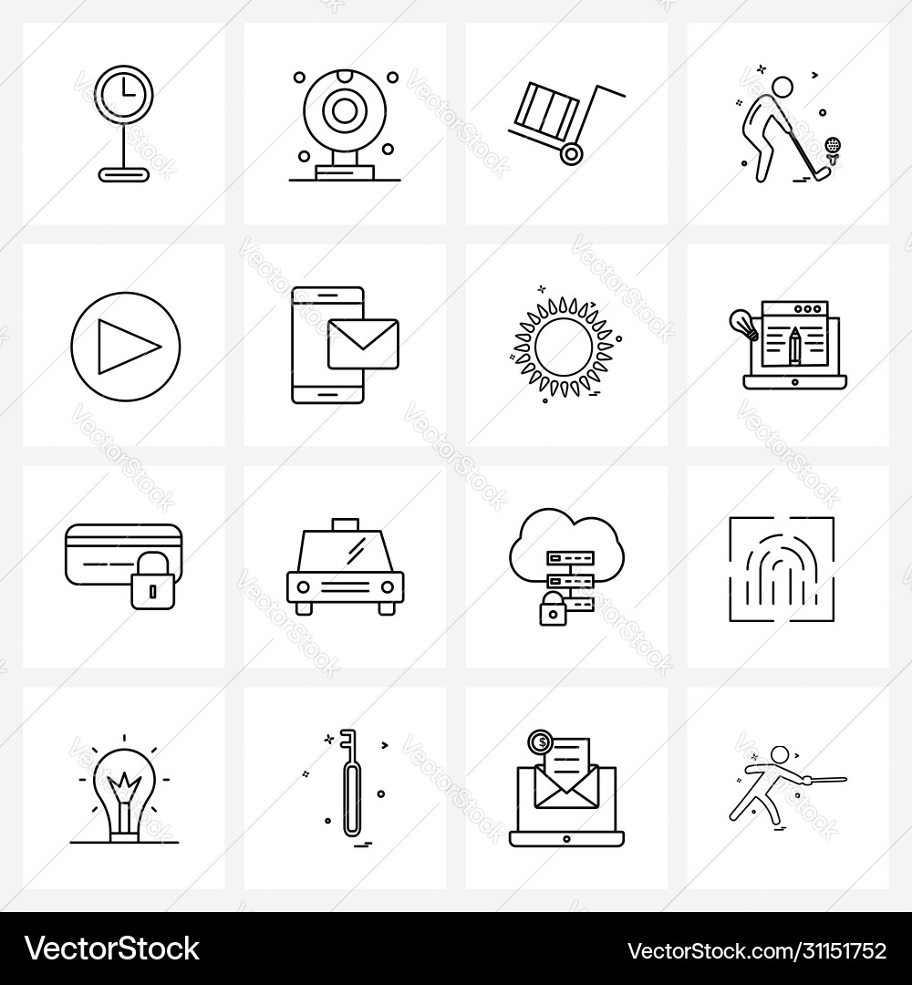 Set 16 line icon signs and symbols pointer Vector Image