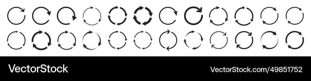 Set of circle arrows elements black loading symbol vector image