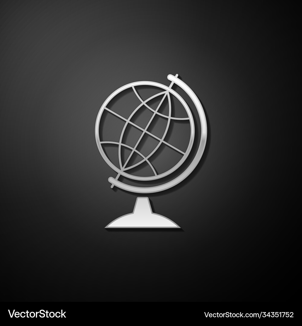 Silver earth globe icon isolated on black Silver earth globe icon isolated on black vector image
