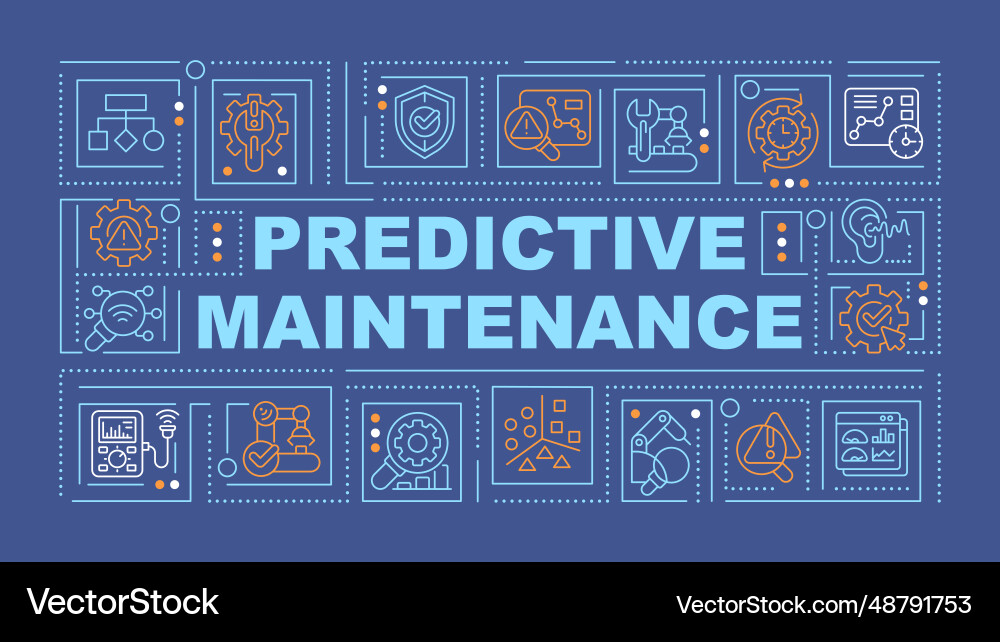 2d predictive maintenance text with thin linear 2d predictive maintenance text with thin linear vector image