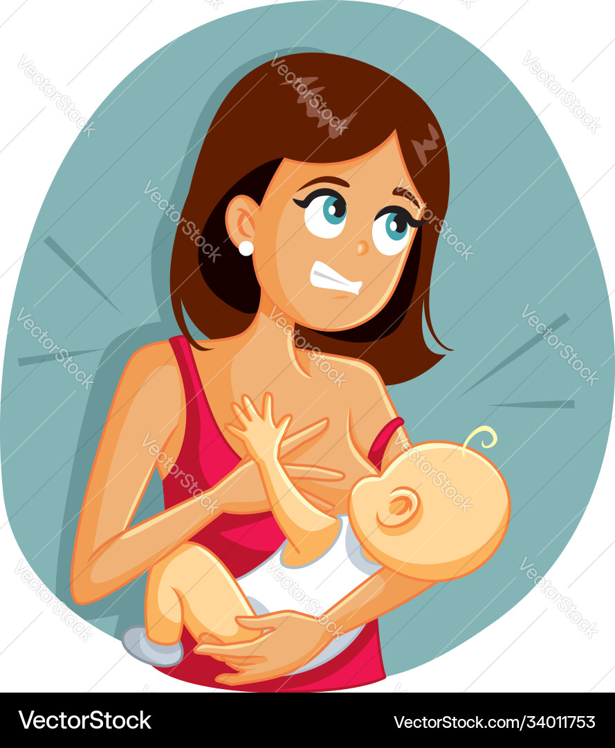 Babiting Mutter beim Stillen lustig Cartoon Babiting Mutter beim Stillen lustig Cartoon vektorbild
