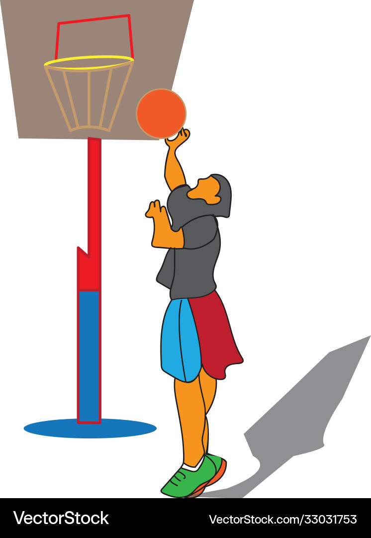 Basketball player pose simple color design icon Vector Image