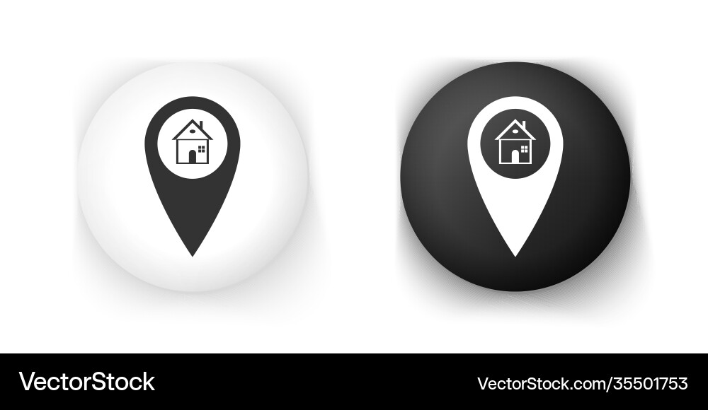 Black and white map pointer with house icon Black and white map pointer with house icon vector image