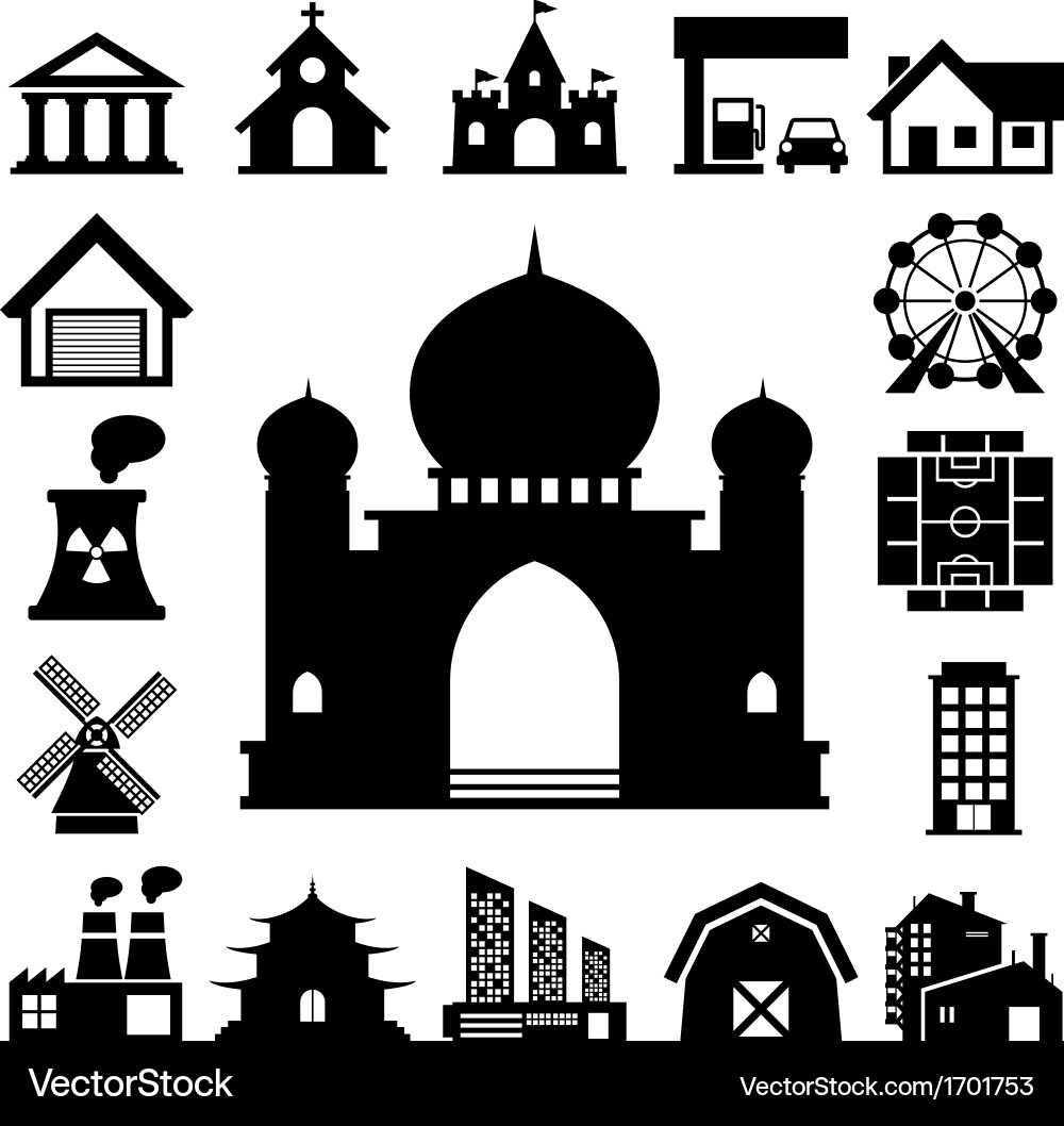 Building Icons - Diverse Structures vector image