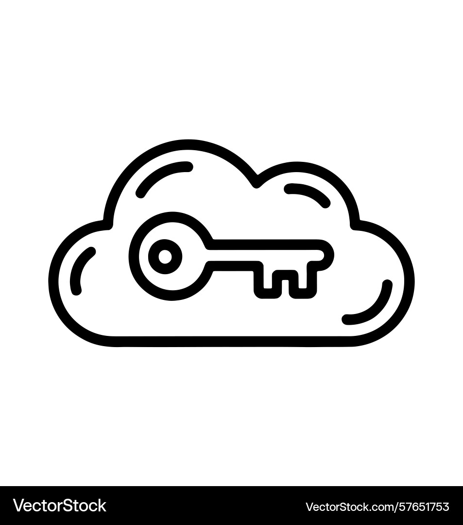 Cloud computing with key icon vector image