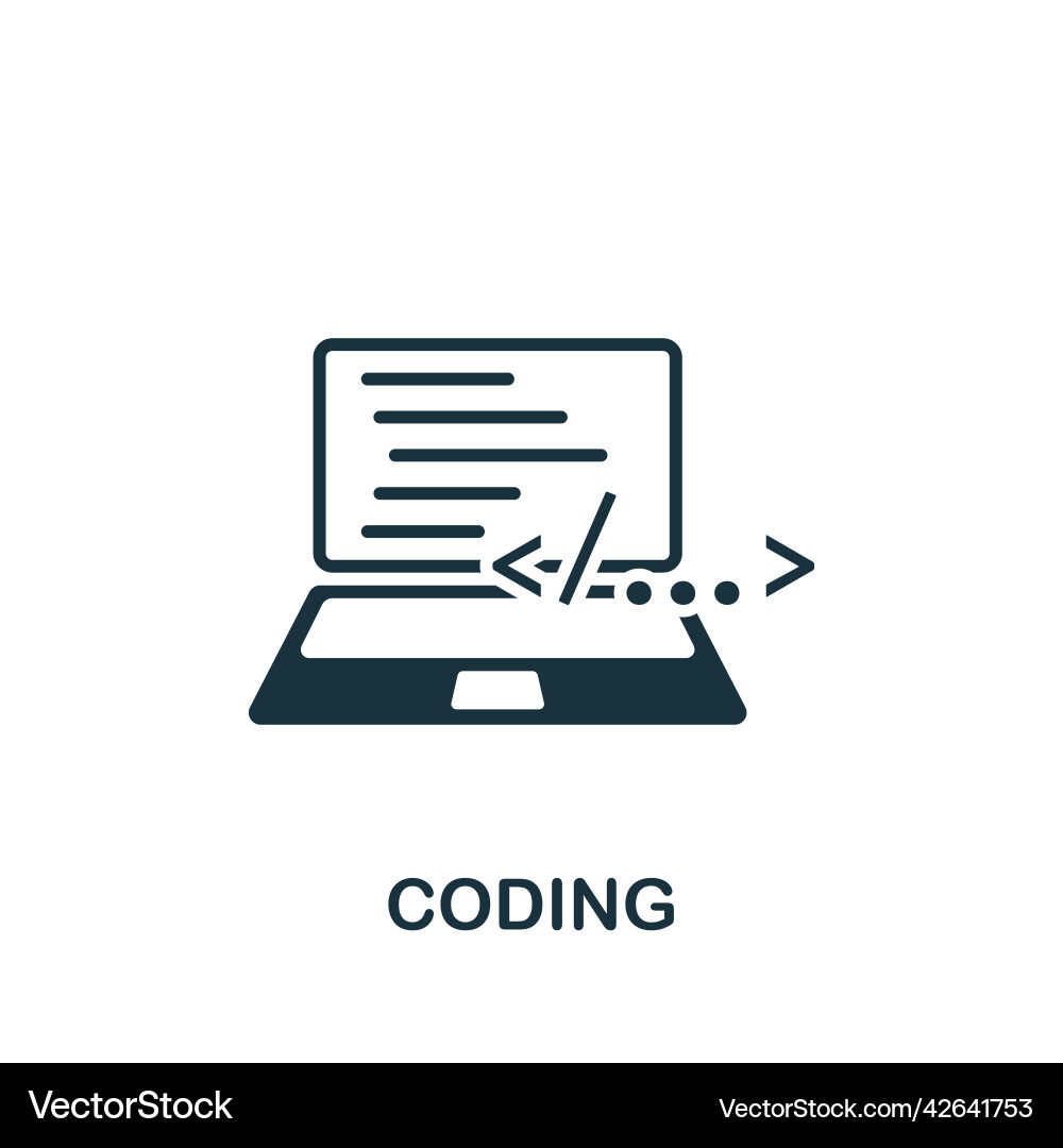Coding icon monochrome simple web design Coding icon monochrome simple web design vector image