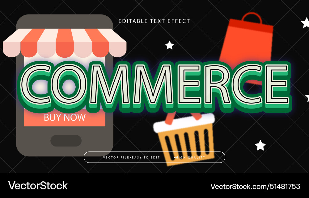 Colorful commerce 3d editable text effect - font Vector Image