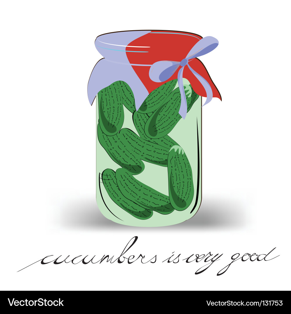 Cucumbers in jar Vector Image