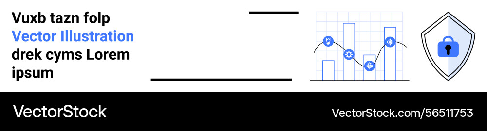 Data graph with secure shield representing Data graph with secure shield representing vector image