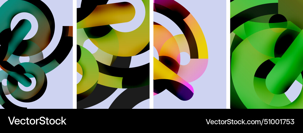 Four colorful circles arranged in a row creating Four colorful circles arranged in a row creating Vector Image