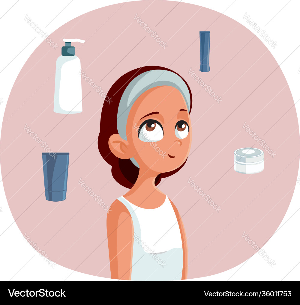Girl surrounded skin care cosmetic products Girl surrounded skin care cosmetic products vector image