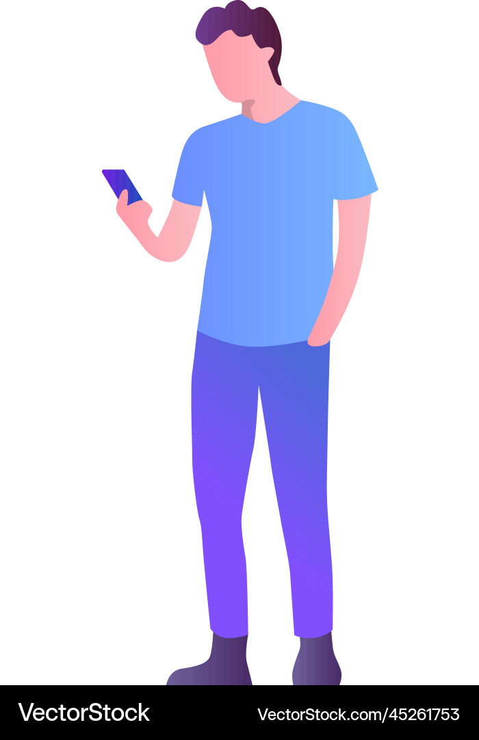 Man texting message using phone icon vector image