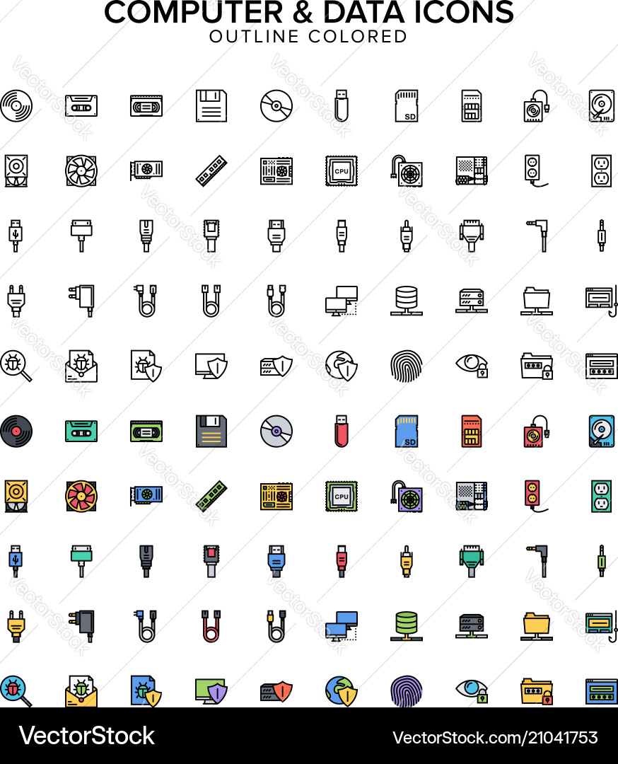 Modern Data & Computer Icons vector image