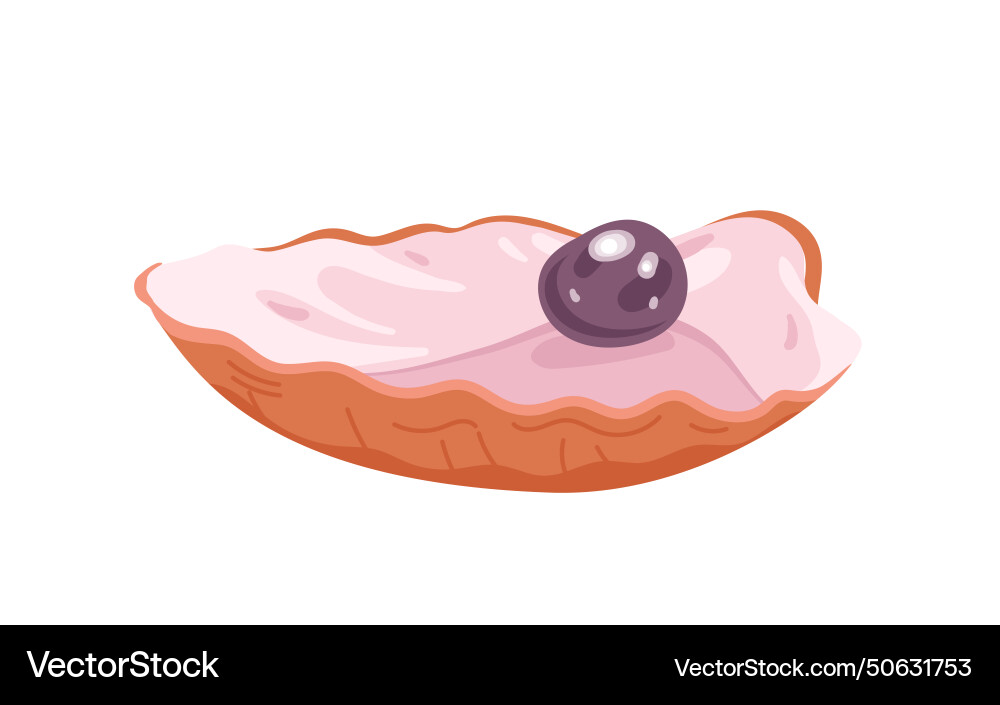 Open shell with white pearl and pink flaps front Vector Image