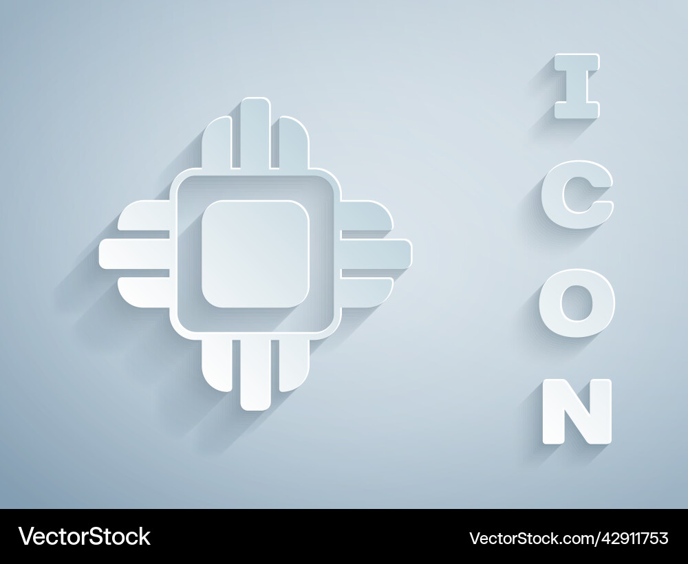 Paper cut computer processor with microcircuits Paper cut computer processor with microcircuits vector image