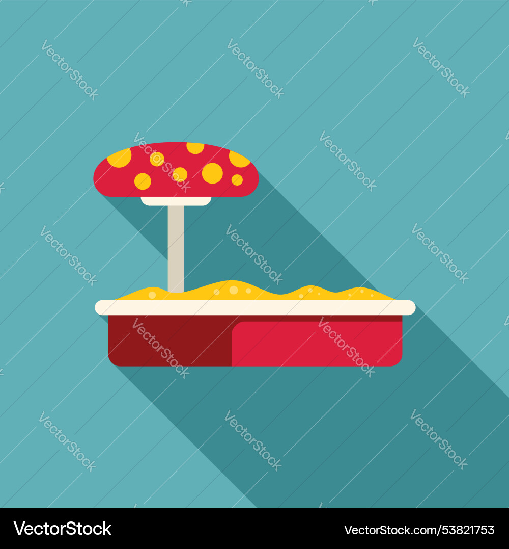 Sandbox with red mushroom for protecting children Sandbox with red mushroom for protecting children vector image