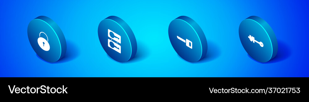 Set isometric lock key old and casting keys Vector Image
