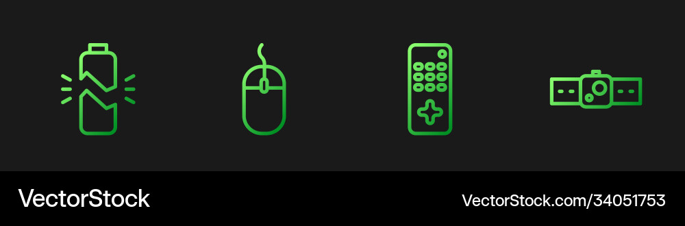 Set line remote control broken battery computer Set line remote control broken battery computer Vector Image