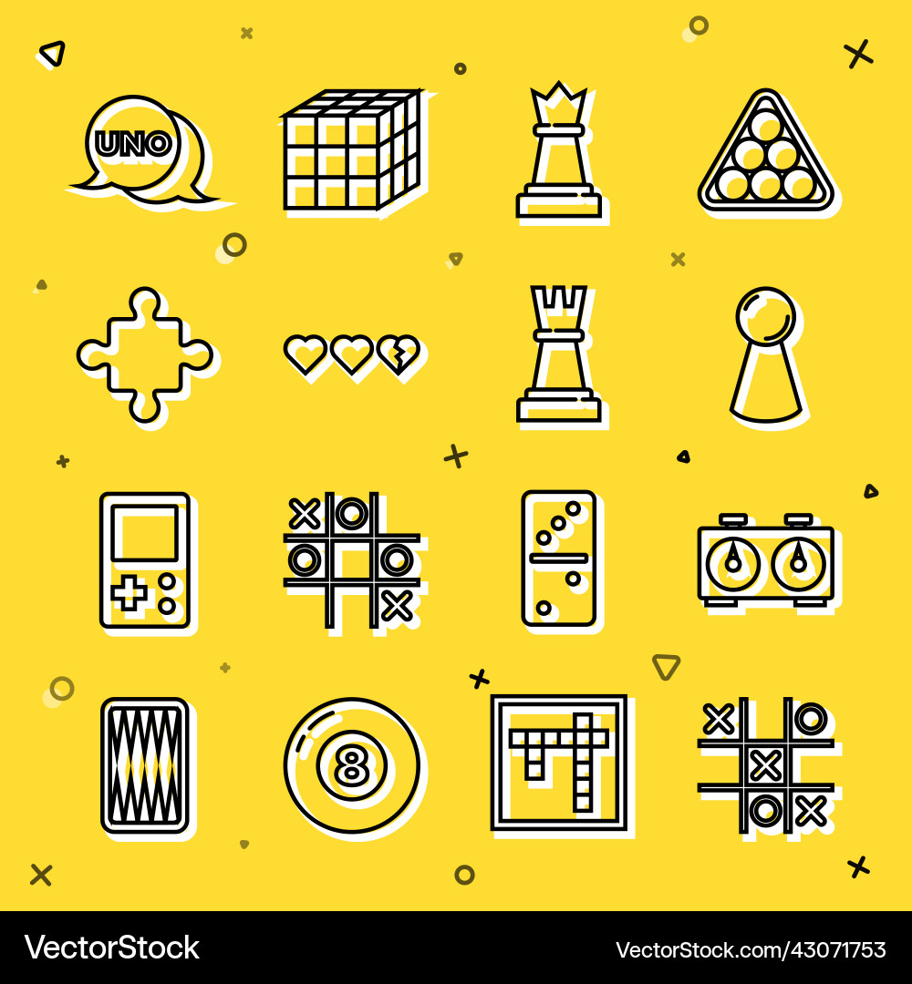 Set line tic tac toe game time chess clock chip Set line tic tac toe game time chess clock chip vector image