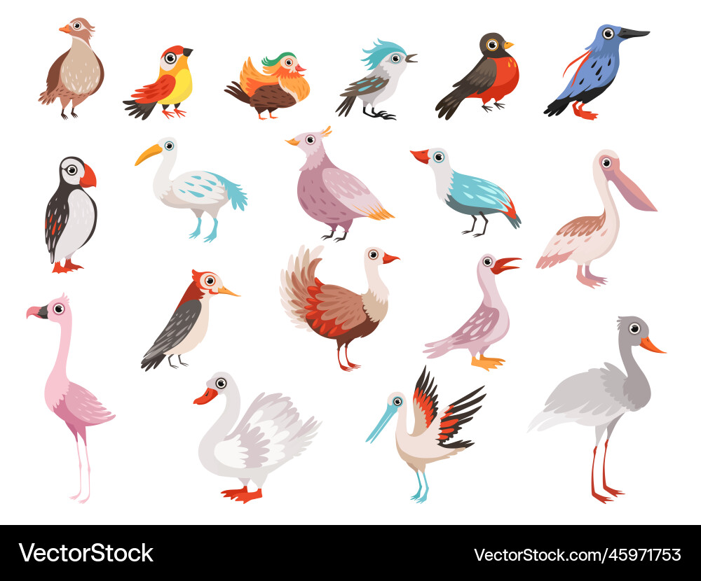Set of different birds side view sparrow Set of different birds side view sparrow vector image