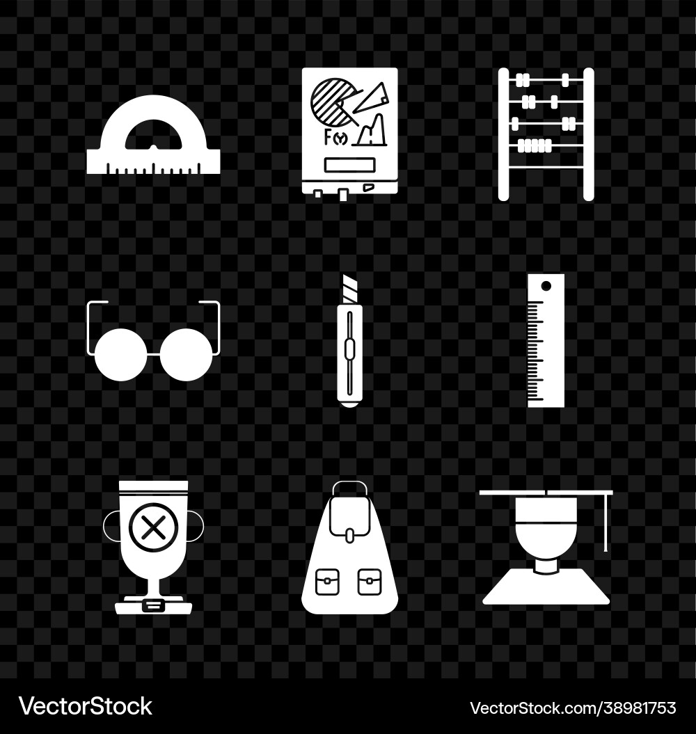 Set protractor grid for measuring degrees board vector image