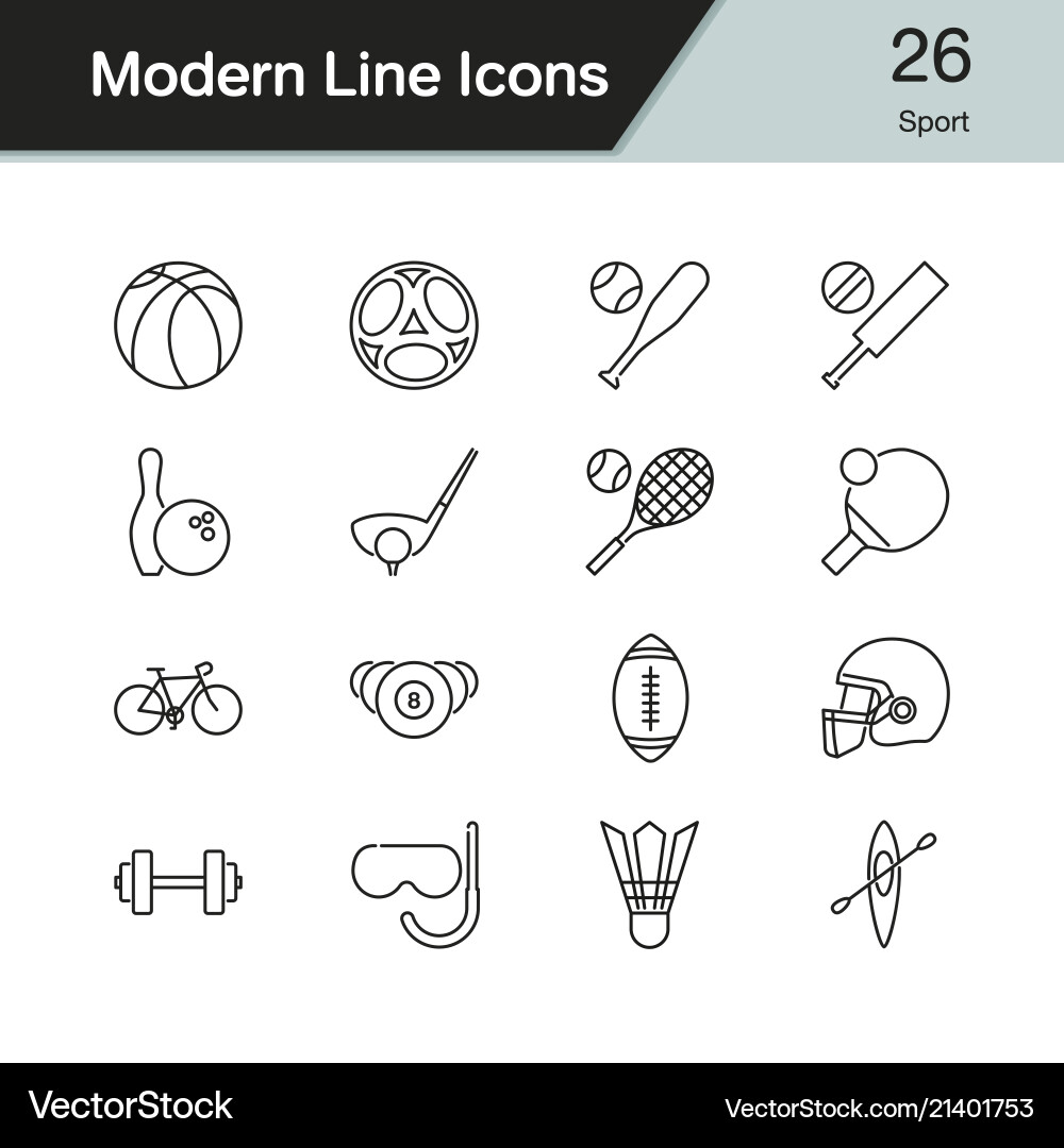 Sport icons modern line design set 26 vector image