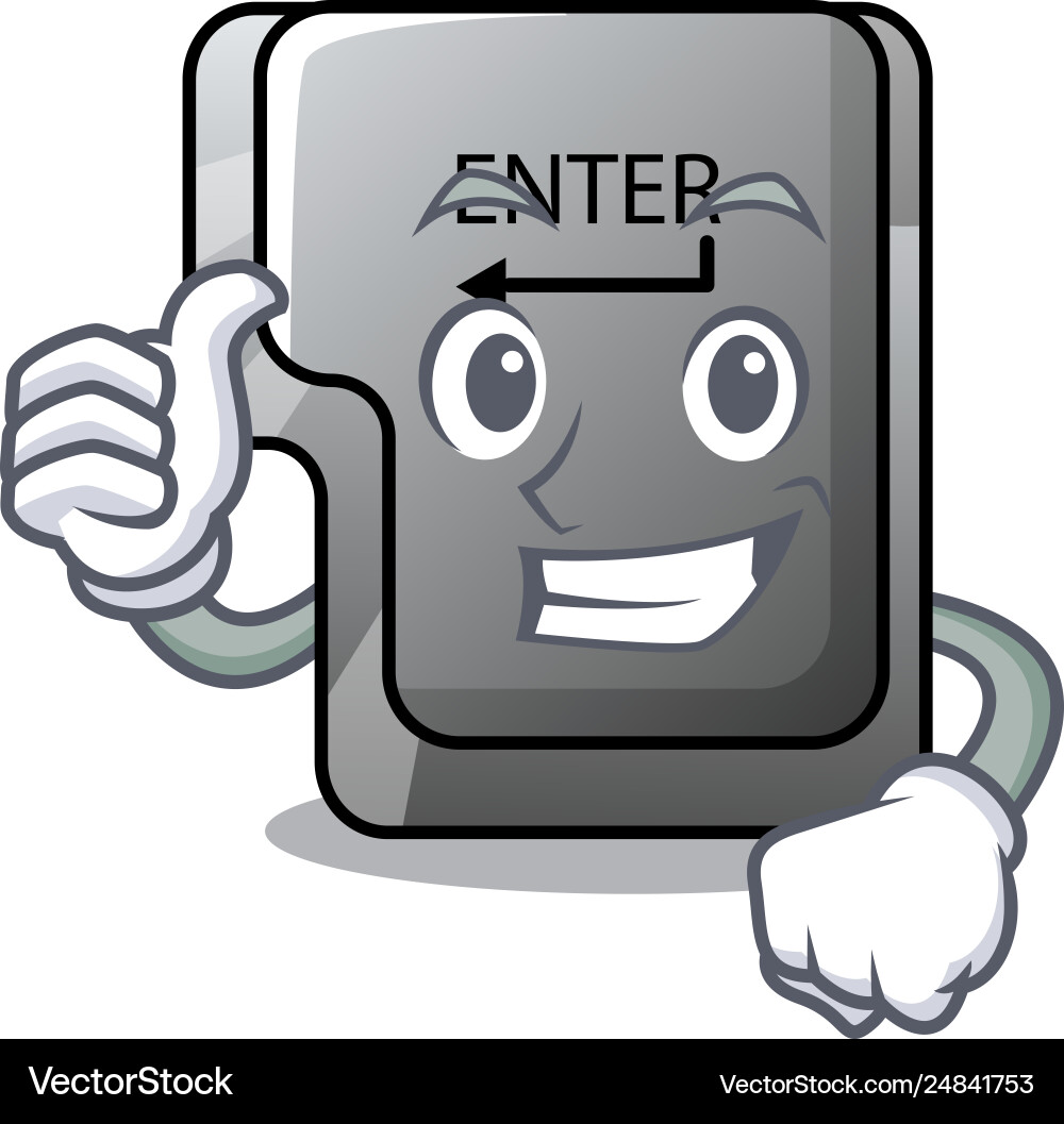 Thumbs up button enter on a keyboard character Thumbs up button enter on a keyboard character Vector Image