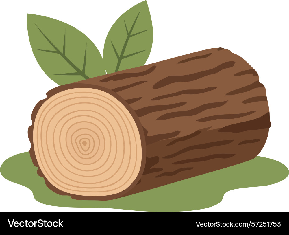 Tree log with green leaves resting Vector Image