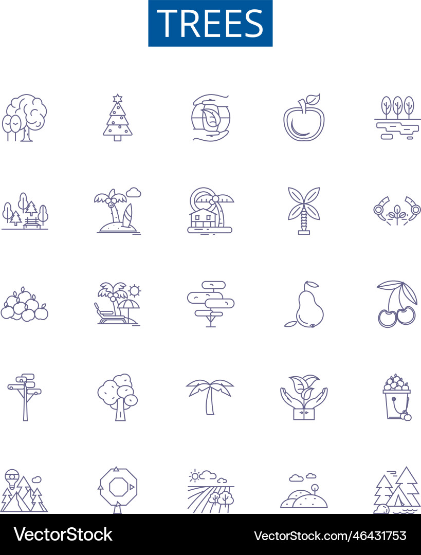 Trees line icons signs set design collection Trees line icons signs set design collection vector image