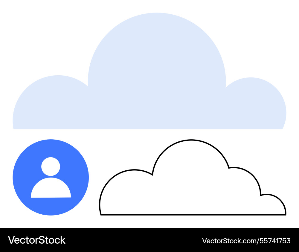 User account linked to cloud storage in minimalist User account linked to cloud storage in minimalist Vector Image