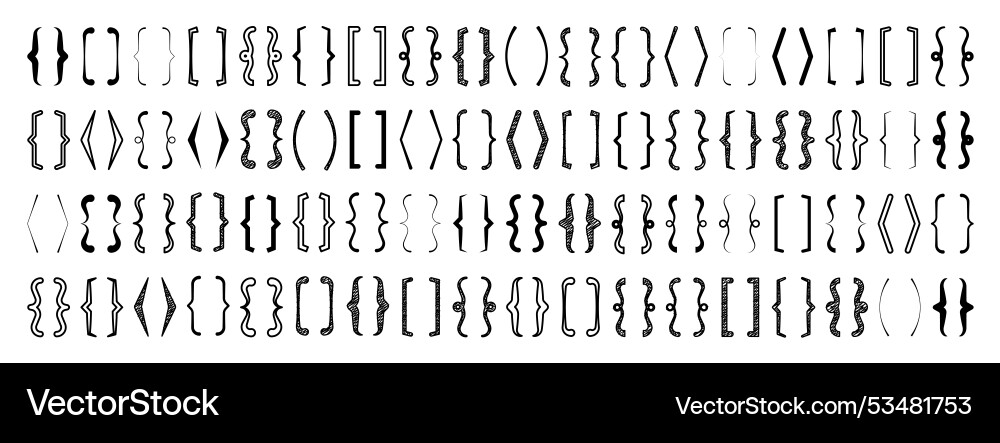Various text brackets black quotation box curly Various text brackets black quotation box curly vector image