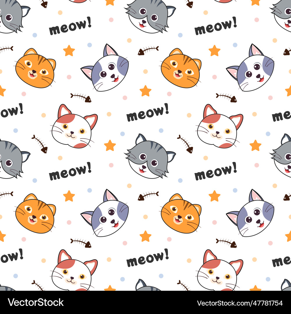 Cats animals seamless pattern design with cat Cats animals seamless pattern design with cat vector image