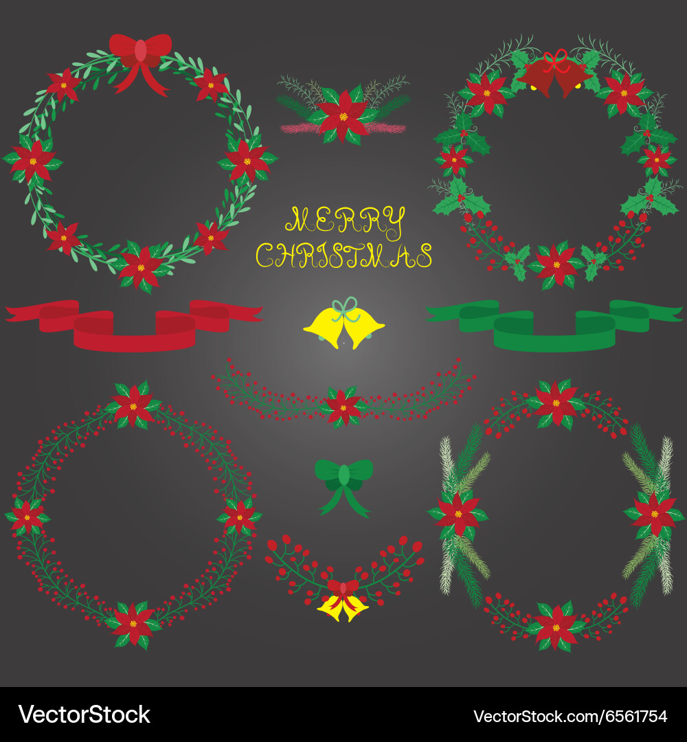 Christmas Floral Clip Art Vector Image