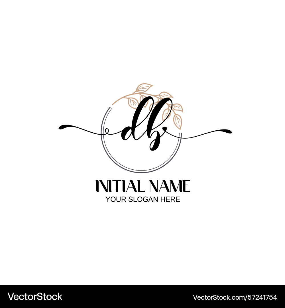 Elegant db initial logo design with botanical Vector Image