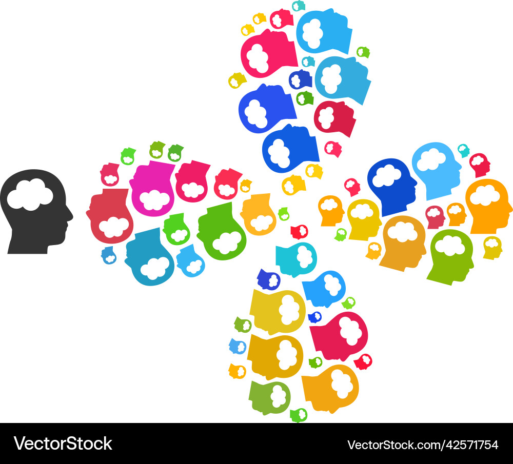 Head brain icon multicolored rotation spin Head brain icon multicolored rotation spin Vector Image