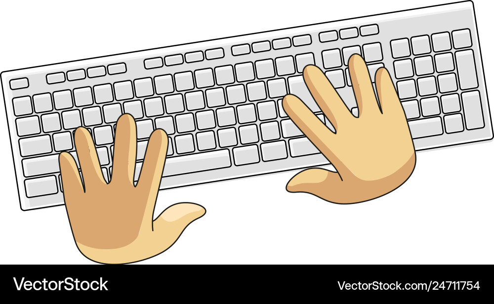 Light classical keyboard and user hands on keys Light classical keyboard and user hands on keys vector image