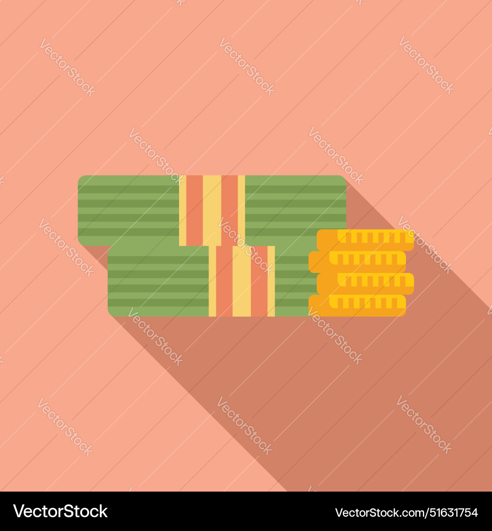 Money stack representing savings with gold coins Vector Image