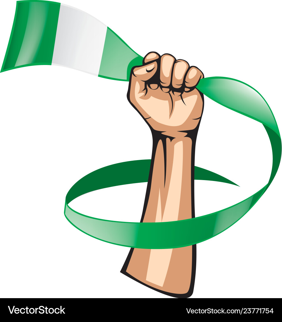 Nigeria Flagge und Hand auf weißem Hintergrund Nigeria Flagge und Hand auf weißem Hintergrund vektorbild