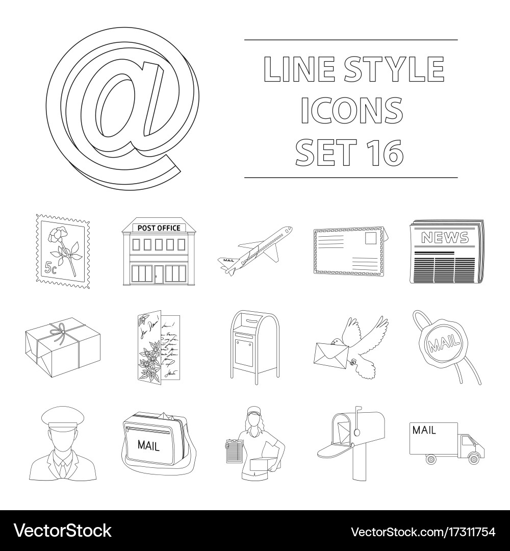 Postman envelope mail box and other attributes vector image